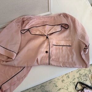 Stars Above Blush Satin Top with Black Accents